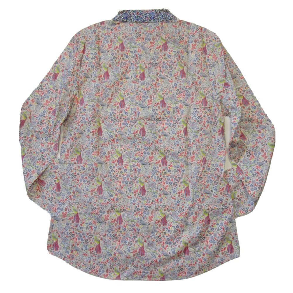 NWT J.Crew Liberty Jeweled Collar Shirt in Junos Garden Peacock Floral 4 - Picture 6 of 6